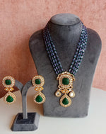 Green stone long necklace set