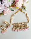 Mother Of Pearl Choker Set with pink drops