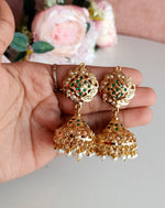 Green Stone Jhumka Earrings