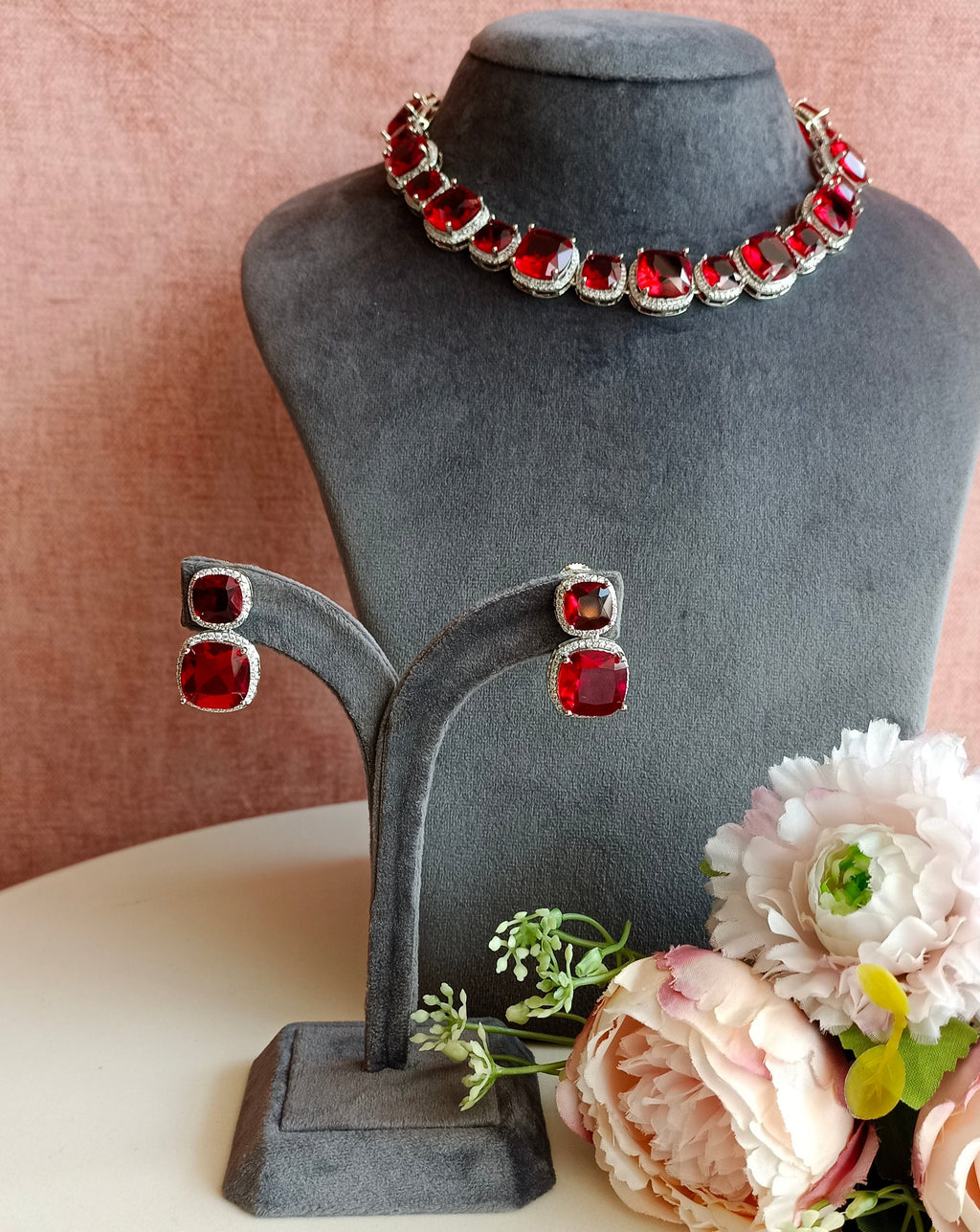 Ruby and Diamond Necklace set