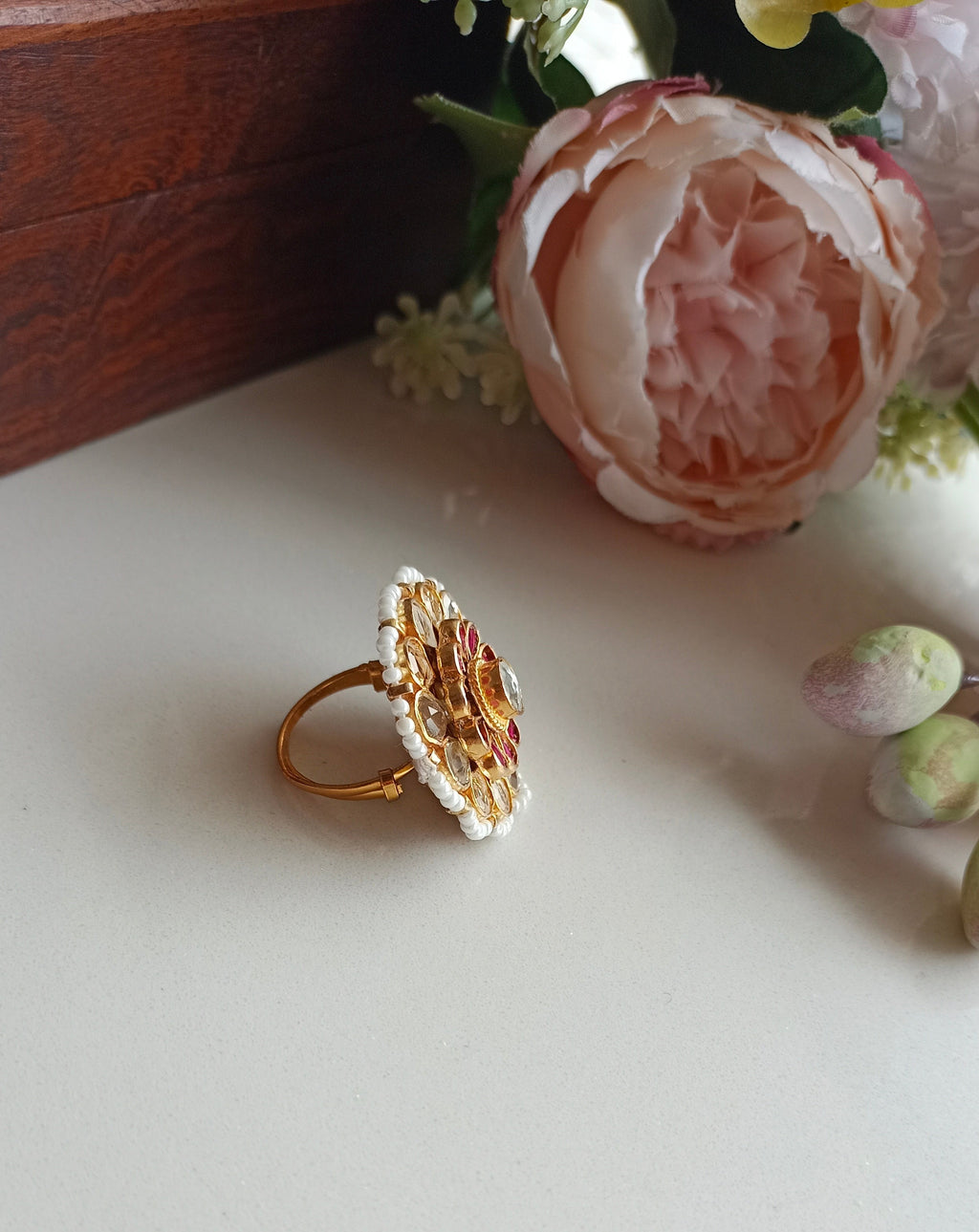 Pink Kundan Ring