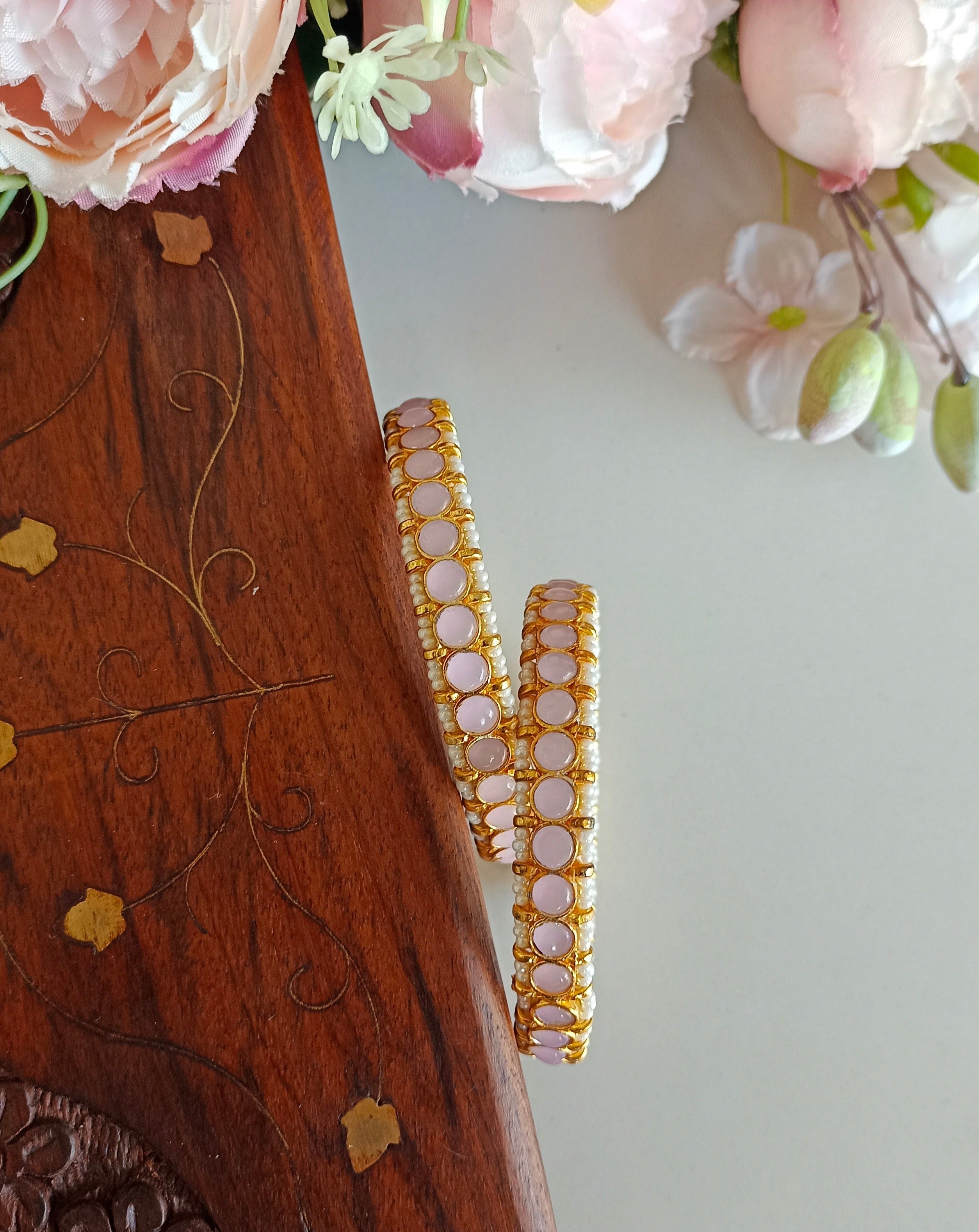 Pink Kundan Bangles