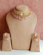Kundan Necklace Set with pink drops