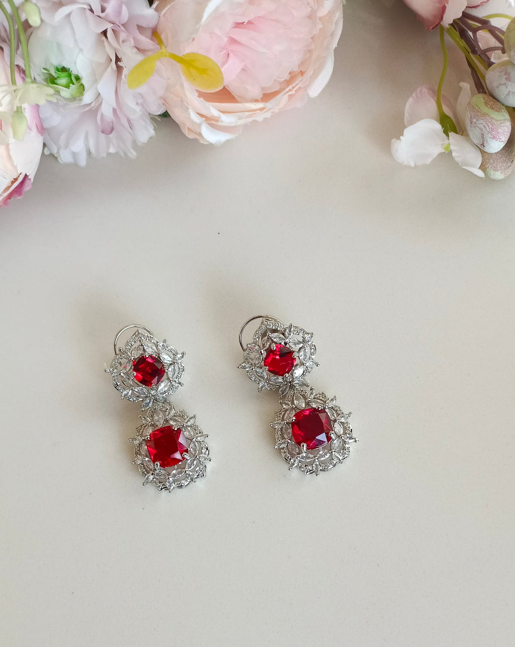 Garnet Diamond Earring