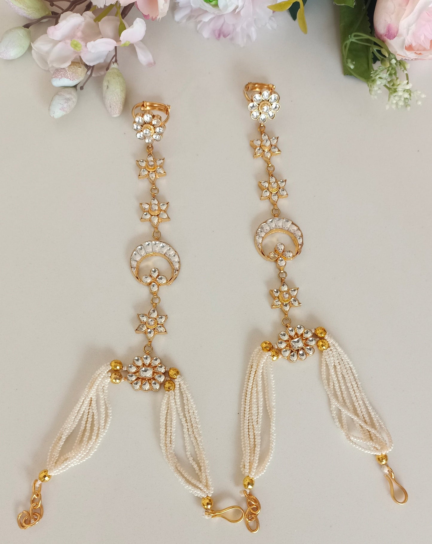 Gold plated Kundan Chand Hathphool