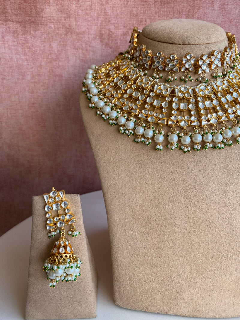 Kundan Bridal double set in pearls