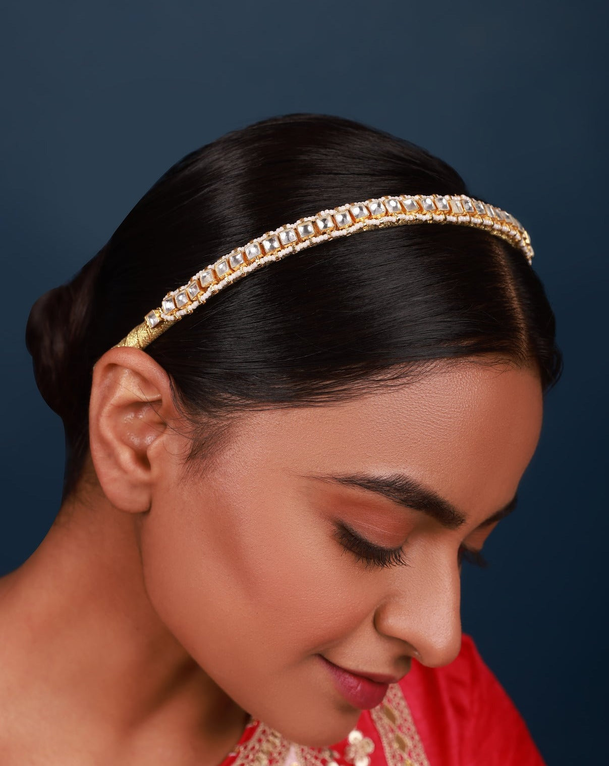 Gold Plated Kundan Hairband