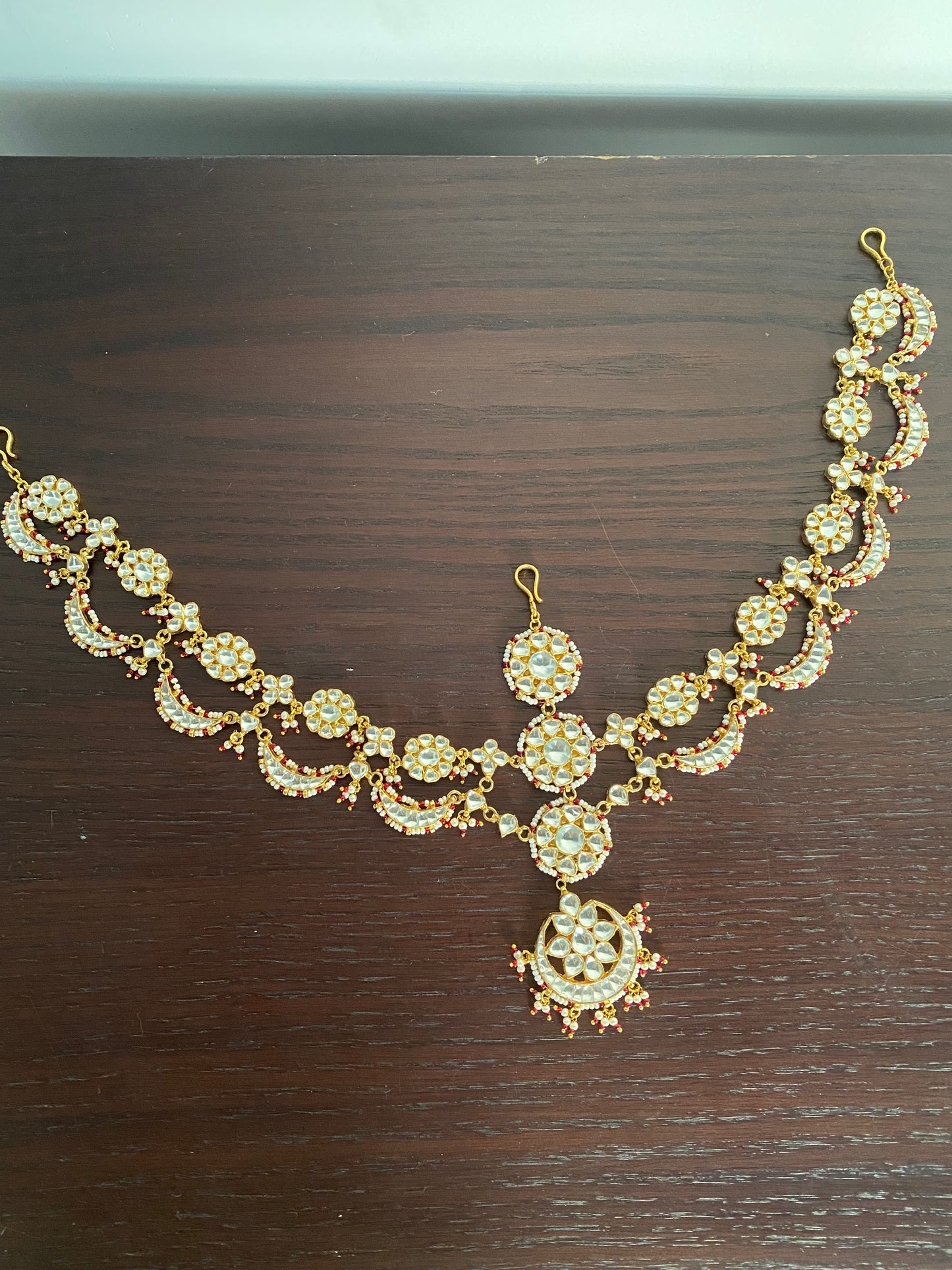 Gold plated Kundan sheeshphool with tikka
