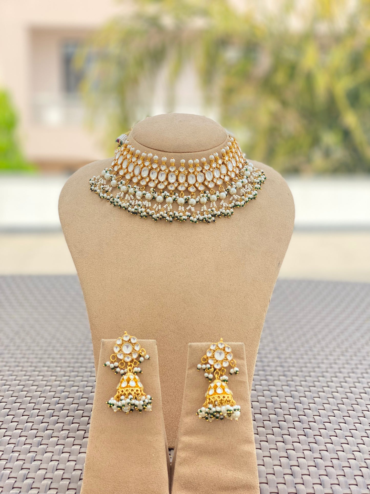 Kundan Gold plated necklace with Jhumka