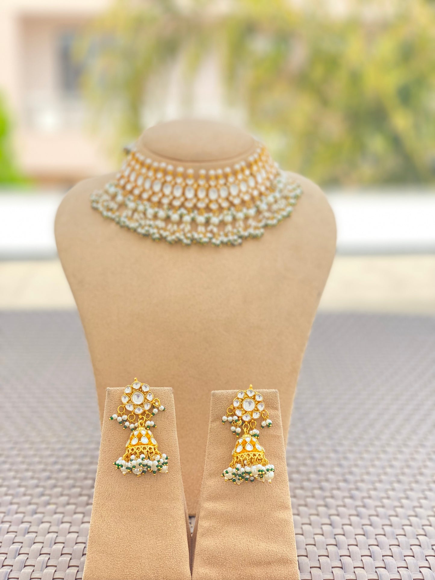 Kundan Gold plated necklace with Jhumka